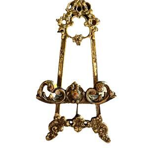 Vintage Art Display Easel Ornate Brass Metal Picture Stand 8.5” Andrea By Sadek